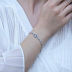 Gurmet Zincirli Göz Modeli Gümüş Bilelik