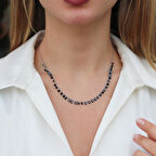 Sıra Siyah Zirkon Taş Gümüş Kolye