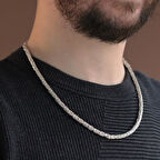 Kral Modeli Oksitsiz 55cm 4mm Gümüş Kolye