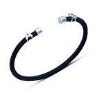 Kişiye Özel Harfli Siyah-Gümüş Erkek Bilekliği