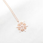 Rose Kaplama 925 Ayar Gümüş Kar Tanesi Kolye