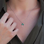 Zirkon Taşlı Palmiye Gümüş Kolye