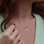 Kutup Yıldızı Figürlü Zirkon Taşlı Mine İşli Rose Gold Kaplama Gümüş Kolye