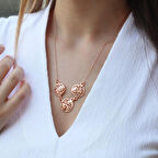 Gül Modeli Zirkon Taşlı Rose Gold Kaplama Gümüş Kolye