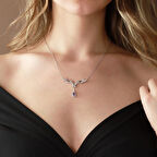 Prenses Model Zirkon Taşlı Gümüş Kolye