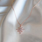 Zirkon Taşlı Kutup Yıldızı Rose Gold Kaplama Gümüş Kolye