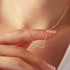 İnce Sonsuzluk Zirkon Taşlı Gold Kaplama Gümüş Kolye