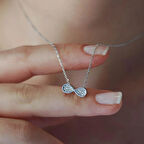 İçi Zirkon Taşlı Sonsuzluk Gümüş Kolye