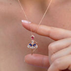 Balerin Renkli Zirkon Taşlı Gümüş Kolye