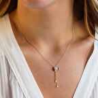 Zirkon Taşlı Sallantılı Balık Gold Kaplama Gümüş Kolye