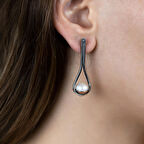 İncili El İşi Otantik Gümüş Küpe