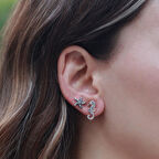 Deniz Atı Ve Yıldız Figürlü Zirkon Taşlı Rose Gold Kaplama Gümüş Küpe