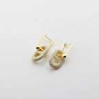 Zirkon Taşlı Gold Kaplama Düğme Gümüş Küpe