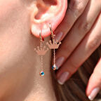 Kral Tacı Rose Gold Kaplama Gümüş Küpe