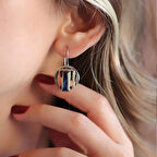 Kök Safir Taşlı 925 Ayar Gümüş Otantik Tasarım Küpe