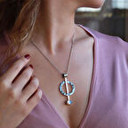 Tasarım Model Zirkon Taşlı Dövme İşi Otantik Gümüş Kolye