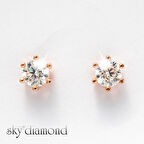 Sky Diamond Rose Altın Kaplama Tektaş Montür Vidalı Küpe