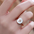 Mine İşli Rose Gold Kaplama Ayarlanabilir Gümüş Yüzük