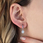 Zirkon Taşlı Yonca Gümüş Küpe