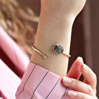 Rutil Kuvars Taşlı Otantik Gümüş Kelepçe