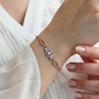 Starlight Diamond Baget Kesim Rose Gold Kaplama Gümüş Bileklik