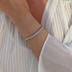 Damla Modeli Su Yolu Zirkon Taşlı Gümüş Bileklik