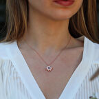 Mavi Zirkon Taşlı Rose Gold Kaplama Lodestar Gümüş Kolye