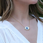 Mine İşli Gold Kaplama Göz Modeli Gümüş Kolye