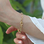 Trend Geçme Zincirli Gold Kaplama Hallow Bileklik