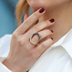 Well 3 Taraflı Çok Renkli Gümüş Yüzük