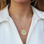 Mercurius Taşlı Gold Kaplama Gümüş Kolye