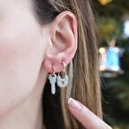 Anahtar Kilit Gold Kaplama Gümüş Küpe