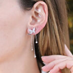 Kelebek Taşlı Sallantı Gümüş Küpe