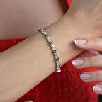 Tffny X Model Zirkon Taşlı Gümüş Bileklik