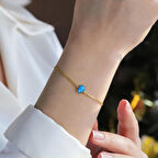 Opal Damla Modeli Gold Kaplama Gümüş Bileklik