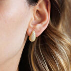 Bottega Mini Damla Taşlı Gold Kaplama Gümüş Küpe