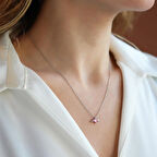 Kanatlı Mini Kalp Pembe Zirkon Taşlı 925 Ayar Gümüş Kolye