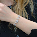 Apm Monaco Model Kayar Halkalı Zirkon Taşlı 925 Ayar Gümüş Kelepçe