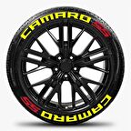 Camaro SS Sarı Kalıcı Lastik Yazısı Camaro SS Sticker 8 Kit