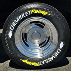 Chevrolet Racing Sarı Kalıcı Lastik Yazısı Chevrolet Racing Sticker 4 Kit