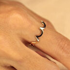 Gümüş Yüzük - Dalga Motifli 925 Ayar Eklem Yüzüğü- Hediyelik 925 Ayar Gümüş Yüzük- Kadın Gümüş Yüzük