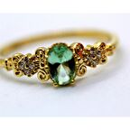 Carla Green Topaz Evlilik Teklifi Yüzüğü-Vintage Green Topaz Hediye 14 Ayar Altın Yüzük