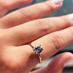 Nikola 1.50 CT Mistik Topaz Tektaş 14 Ayar Altın Evlilik Teklifi Yüzüğü-Hediye Altın Tektaş Yüzük