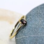 0.70CT Smoky Taşlı 0.10 Pırlanta(Signity)Tria Evlilik Teklifi 14 Ayar Altın Yüzük-Hediye Altın Yüzük