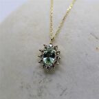 Green Topaz 0,90 CT (Nano Yeşim Taşı) 0,24 CT Pırlanta (Sıgnty) Anturaj 14 Ayar Altın Kolye-Hediye Altın Kolye