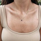 0,50CT Mistik Topaz(Aleksandrit) Spor Stil 925 Ayar Gümüş Kolye-Doğal Taş Mistik Topaz Gümüş Kolye