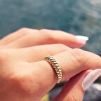 Kruvasan Taşsız Altın Alyans-Taşsız Modern Evlilik Alyansı Modern Tasarım Estetik 14 Ayar Altın Yüzük