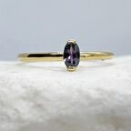 Gümüş Yüzük - 0,40CT Aleksandrit Tektaş Gümüş Yüzük-Tektaş Kadın Gümüş Yüzük-Tasarım Yüzük