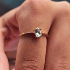 0.90 Karat Su Yeşili Tektaş Evlilik Teklifi Pırlanta Montörü Tektaş 14 Ayar Altın Tarz Yüzük