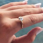 1.10 Karat Yan Signty Swaroski Taşlı Octagon Pırlanta Montörü 14 Ayar Altın Evlilik Teklifi Yüzüğü